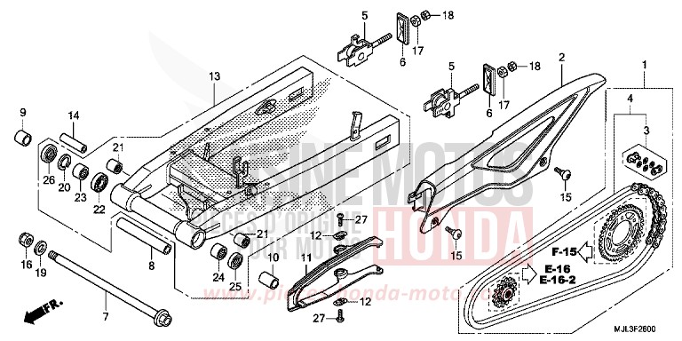 SCHWINGENARM von NC750X DCT SWORD SILVER METALLIC (NHA95) von 2014